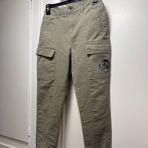 Diesel twill cargo pants - cool punker graphic - size 26-28